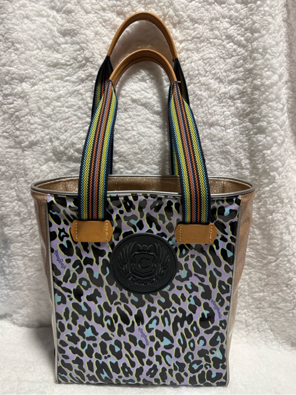 Consuela Dee Dee Leopard Print Chica Tote with Woven Straps